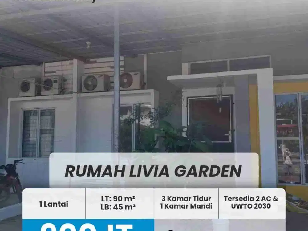 dijual rumah Livia garden, 3kt 1km lokasi strategis