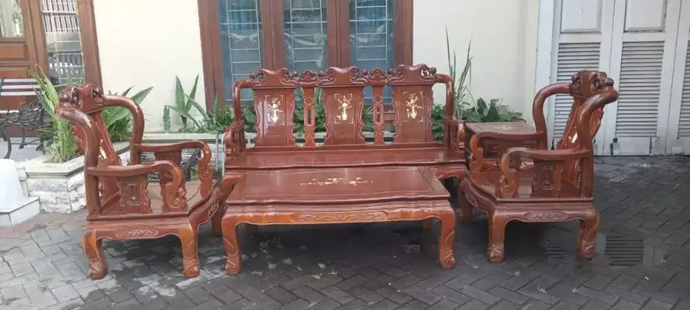 Kursi Meja Kayu Jati Kuno Kaki Besar Bagus Jarang Ada.