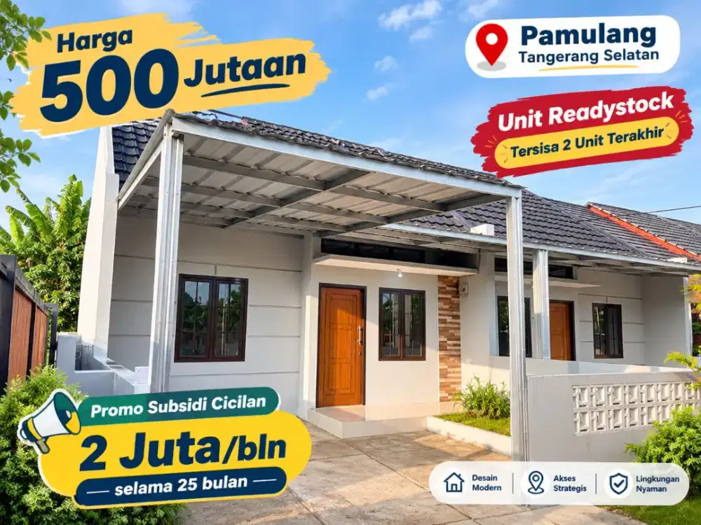 Rumah siap huni 1 lantai di Pamulang
