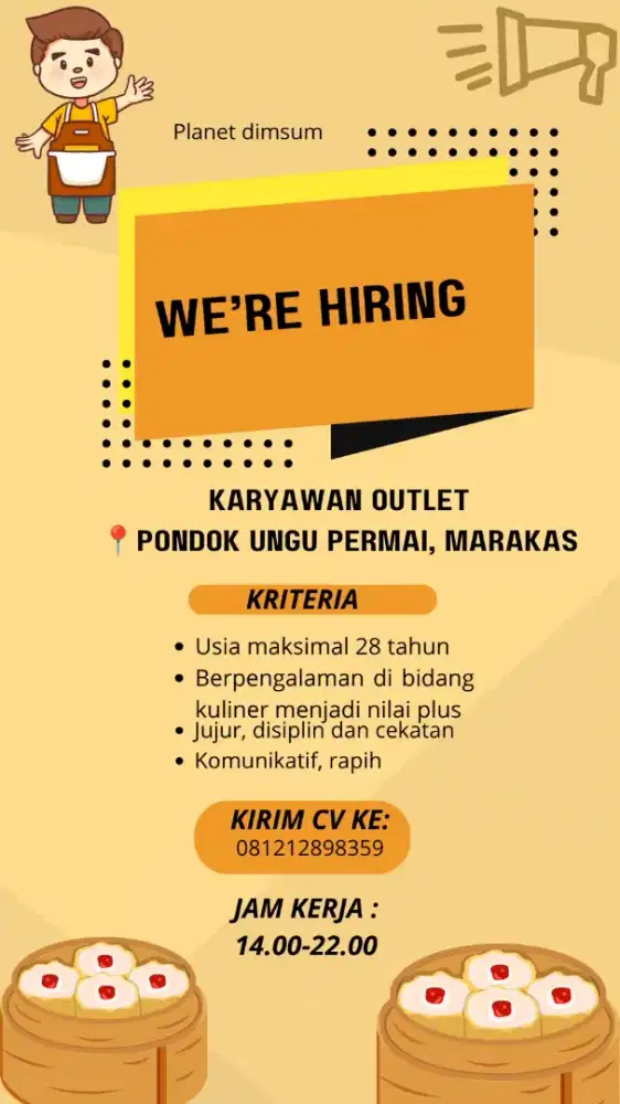 mencari karyawan dimsum