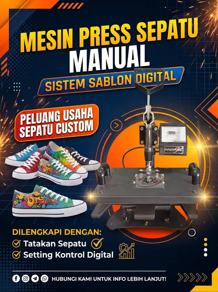 MESIN PRESS SEPATU CUSTOM SISTEM SABLON DIGITAL
