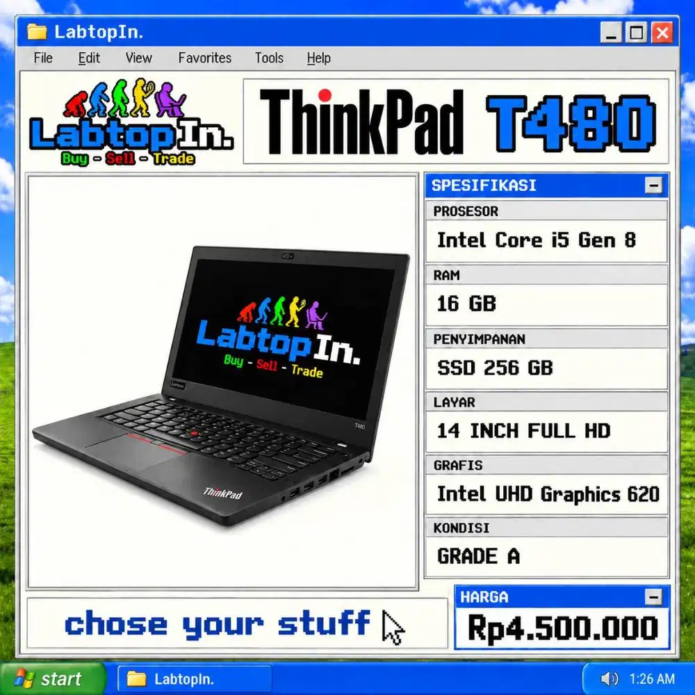 TAKE ALL 19 Unit ThinkPad T480 i5 Gen 8 RAM 16 GB Rp3,8 Juta/Unit NET