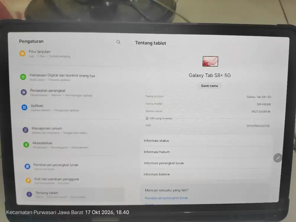 Samsung galaxy Tab S8+ fullset 99.9% mulus