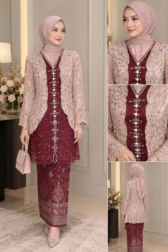 NEW KEBAYA PAYET TWOTONE ROSEGOLD MAROON