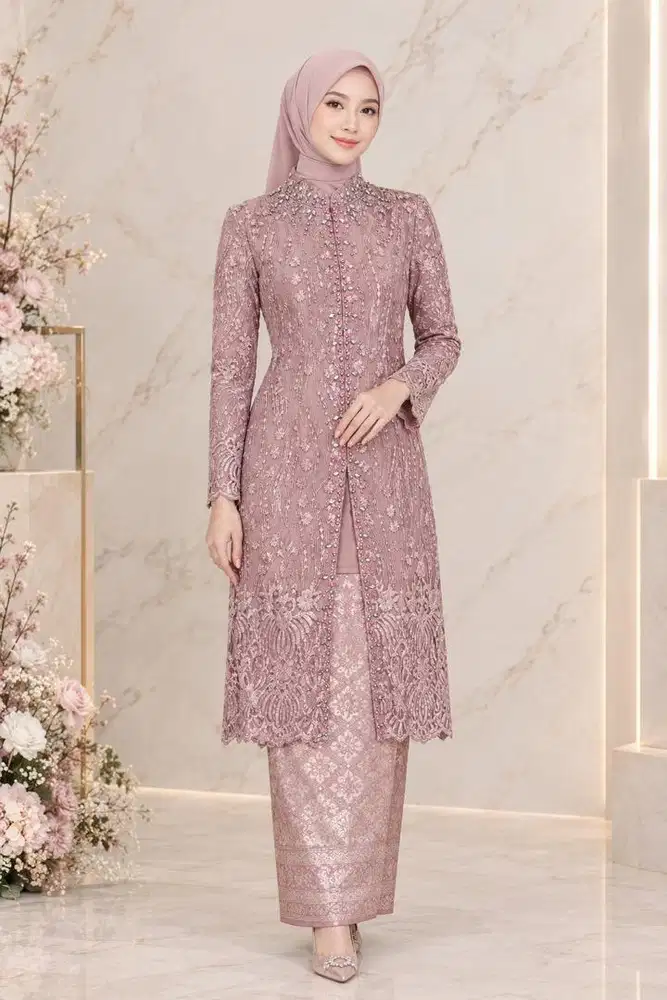 kebaya pink rose gold