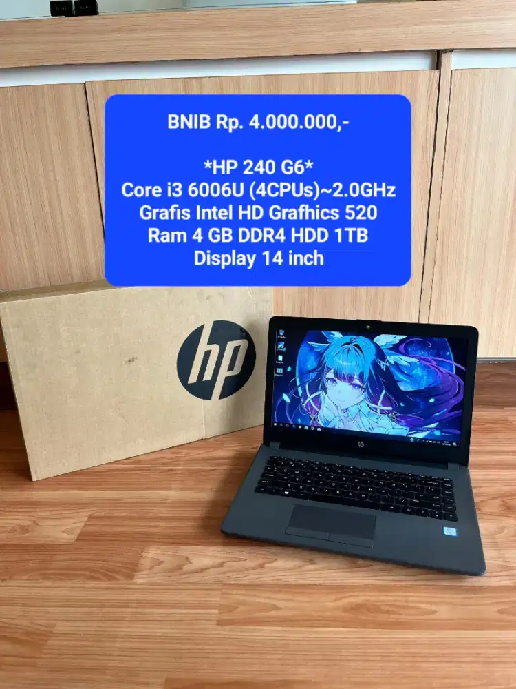 BNIB HP 240 G6 Core I3 6006U Ram 4GB HDD 1TB Prokomputer