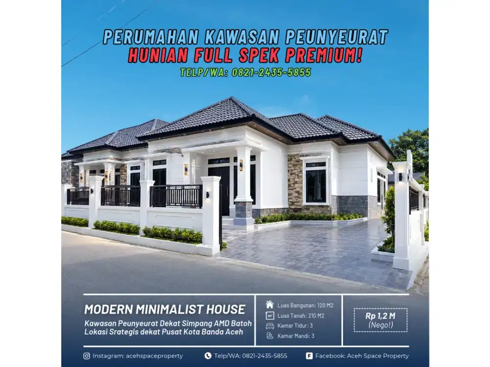 Dijual Rumah Minimalis di Peunyeurat Dekat Kawasan Lamlagang - Hunian Luas Full Spek Premium!