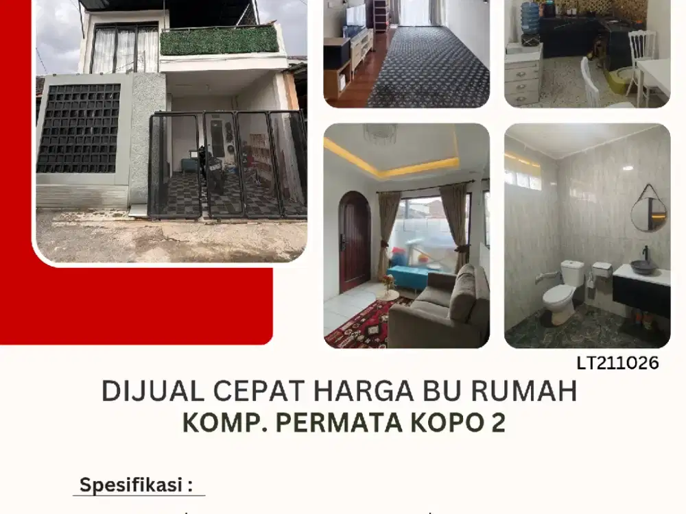Dijual cepat harga BU rumah di komplek Permata Kopo 2