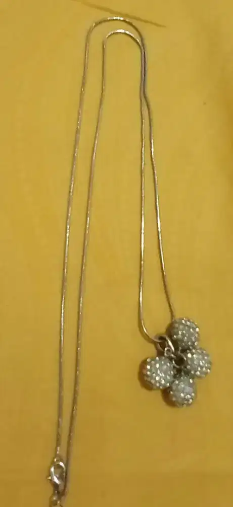 *Kalung Fashion Silver - Liontin Clover Crystal - Preloved