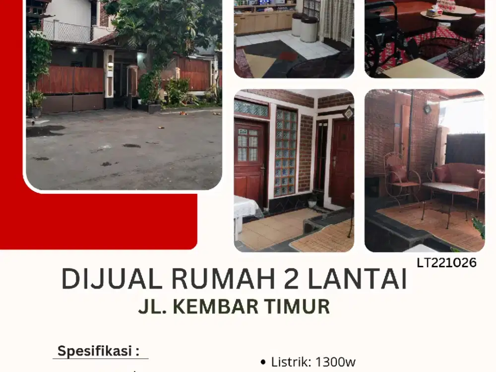 Dijual cepat rumah 2 lantai di tengah kota Jl. Kembar timur