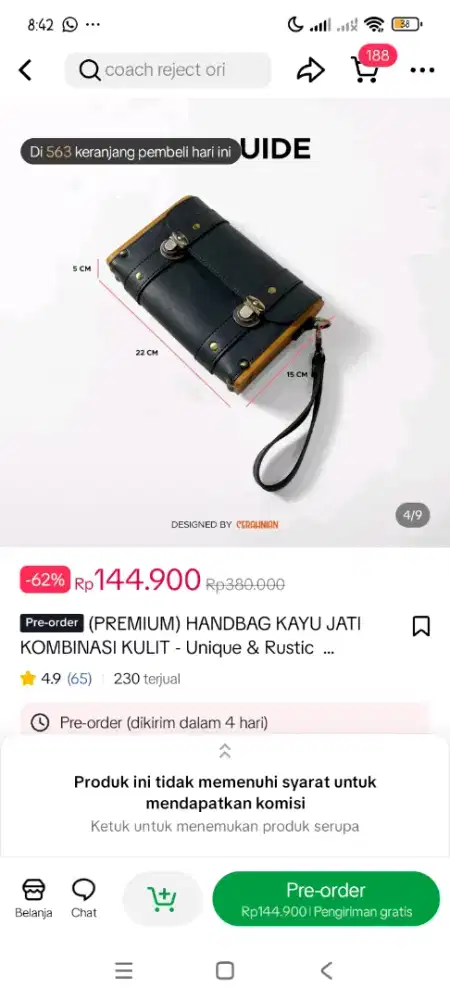 Dijual hand bag kayu jati