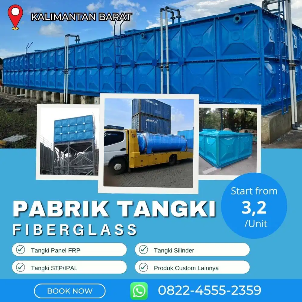 Tangki Fiberglass FRP-Panel Tank, Roof & Ground Tank Ketapang