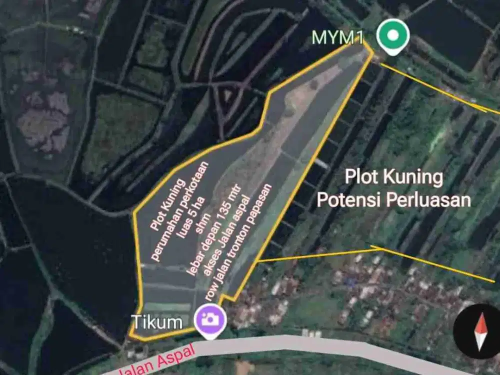 dijual lahan/tanah 4,5ha di Jabon, Sidoarjo