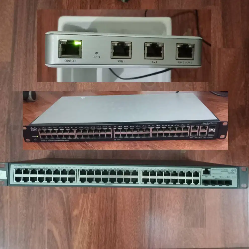 Paket 1 Switch 3Com  2952 + 1 Switch Cisco SG300 + 1 Gateway Ubiquiti