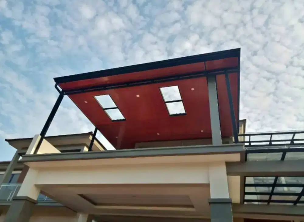 Pemasangan atap alderon rs minimalis