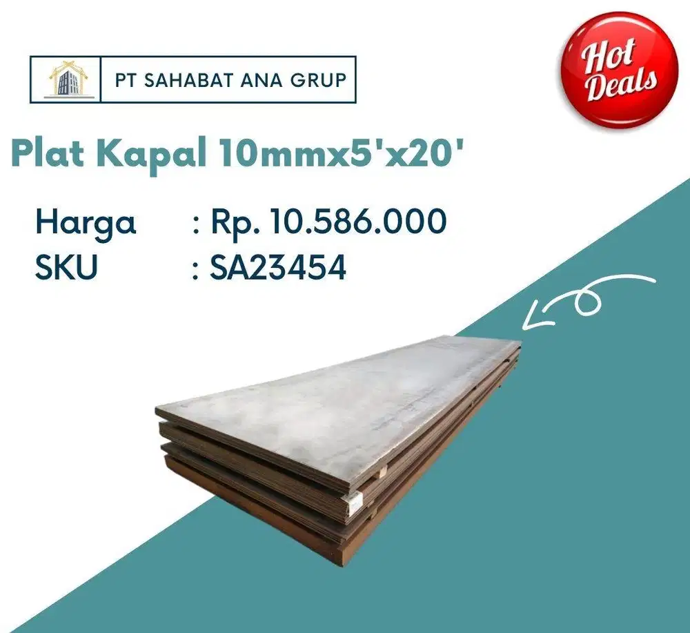 Plat Kapal 10mm x 5'x 20'