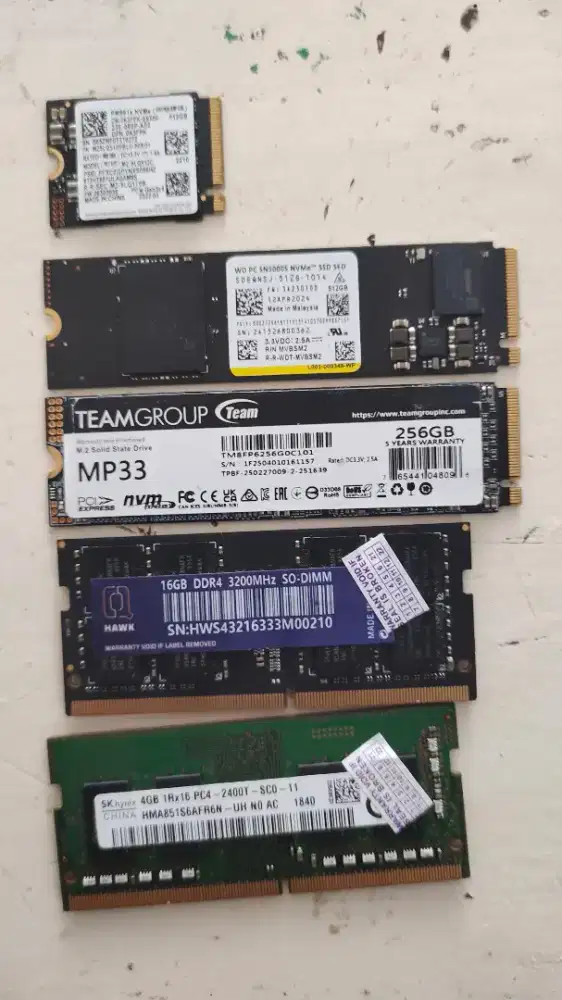 ssd nvme ram sodim ddr 4