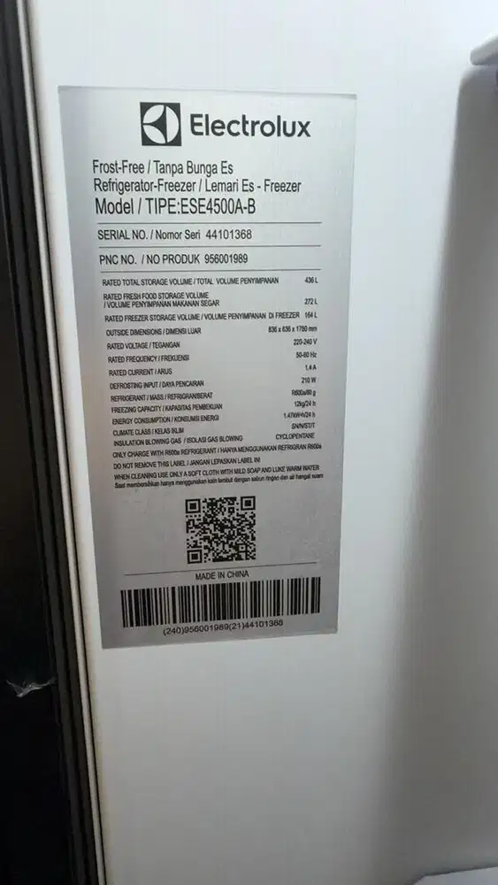 Jual kulkas electrolux tipe ese 4500A-b