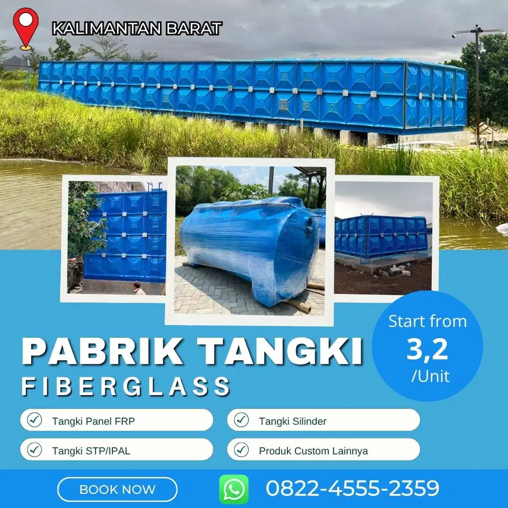 Tangki Fiberglass FRP-Panel Tank, Roof & Ground Tank Mempawah