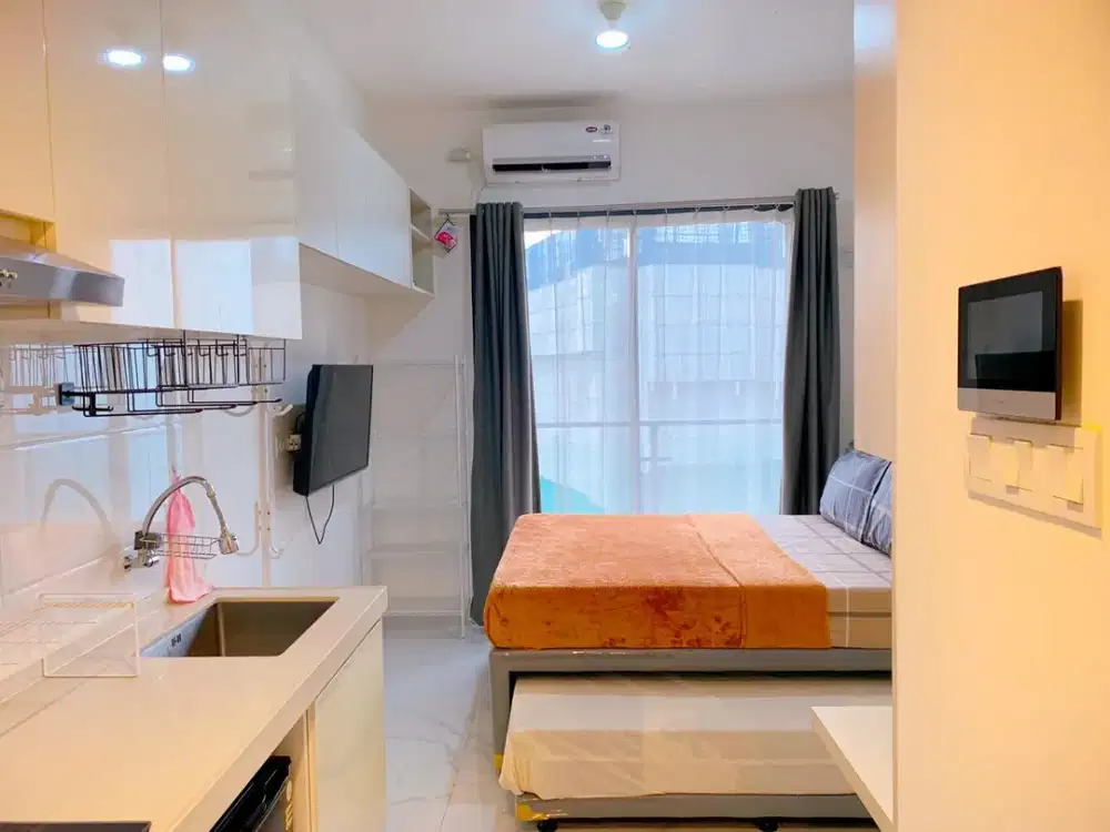 Skyhouse BSD Lantai Tinggi - Apartement Studio - Rp. 555 jt Fully Furnished, Tinggal Bawa Koper, Dekat BINUS & Mall AEON BSD, The Breeze, ICE BSD
