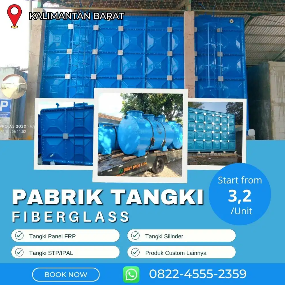 Tangki Fiberglass-Panel Tank, Roof & Ground Tank Pontianak
