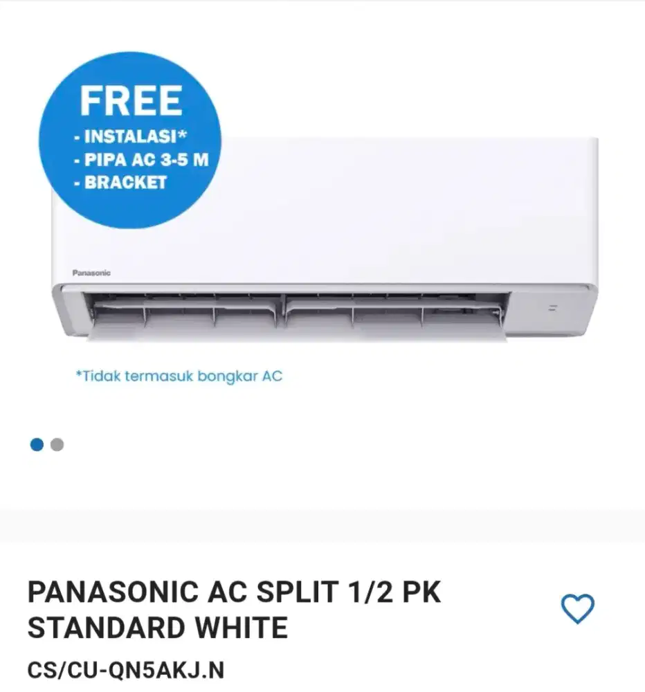 PANASONIC AC SPLIT 1/2PK STANDARD WHITE