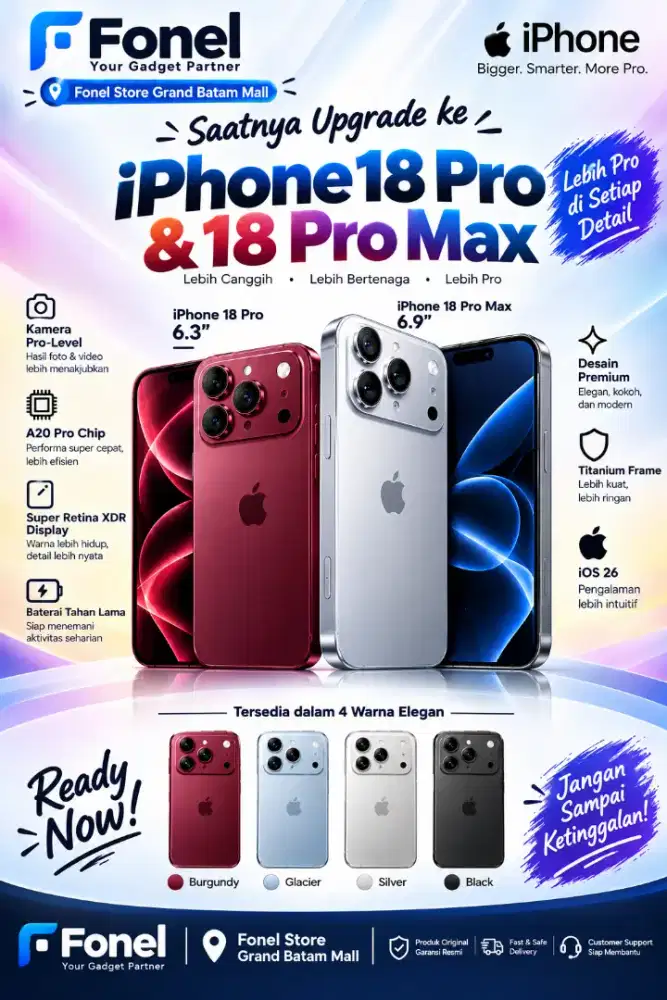 iPhone 18 Pro & 18 Pro Max - Garansi Resmi Original