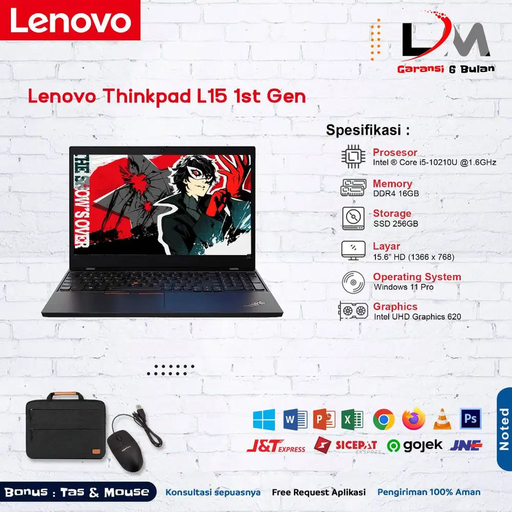 Lenovo Thinkpad L15 G1 Intel i5 Gen 10 Ram 8GB Ssd 256GB 15.6 Mulus