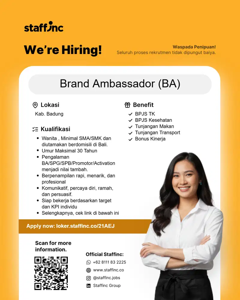 LOWONGAN KERJA BRAND AMBASSADOR (BA)