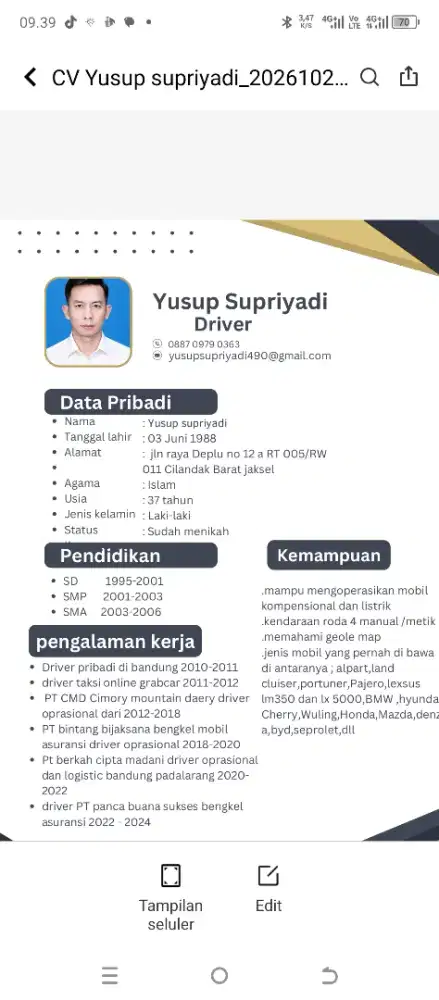 Mencari pekerjaan sebagai driver