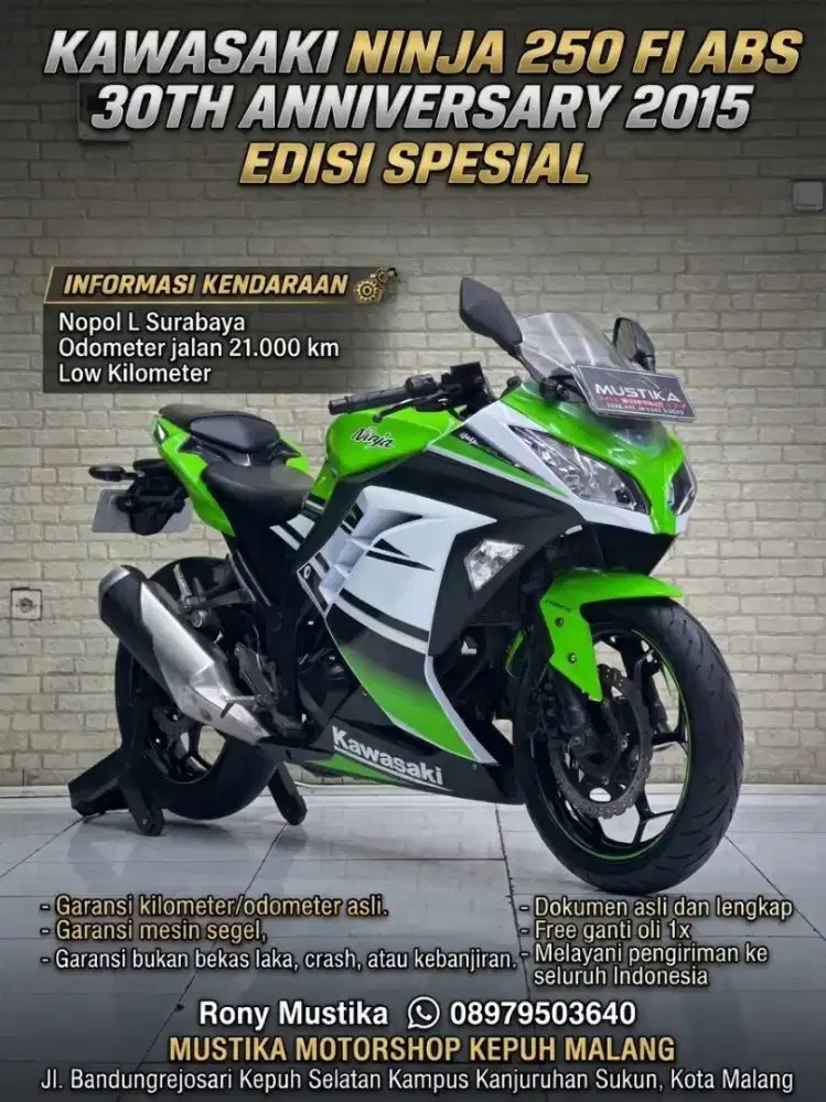 READY‼️ KAWASAKI NINJA 250 FI 30TH ANIV TH 2015 NOPOL L SBY ODO 21rb