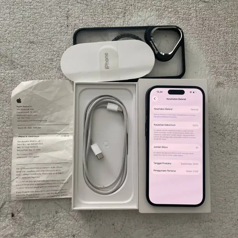 iPhone 16 Cukai LL/A Warna Hitam 128GB
