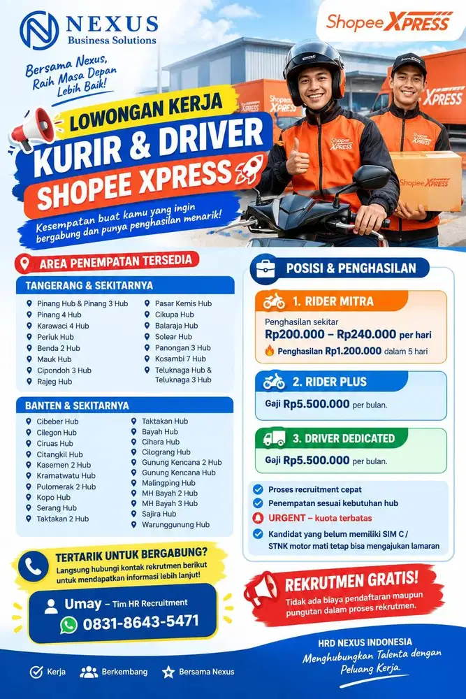 Rider & Driver Last Mile Area Tangerang
