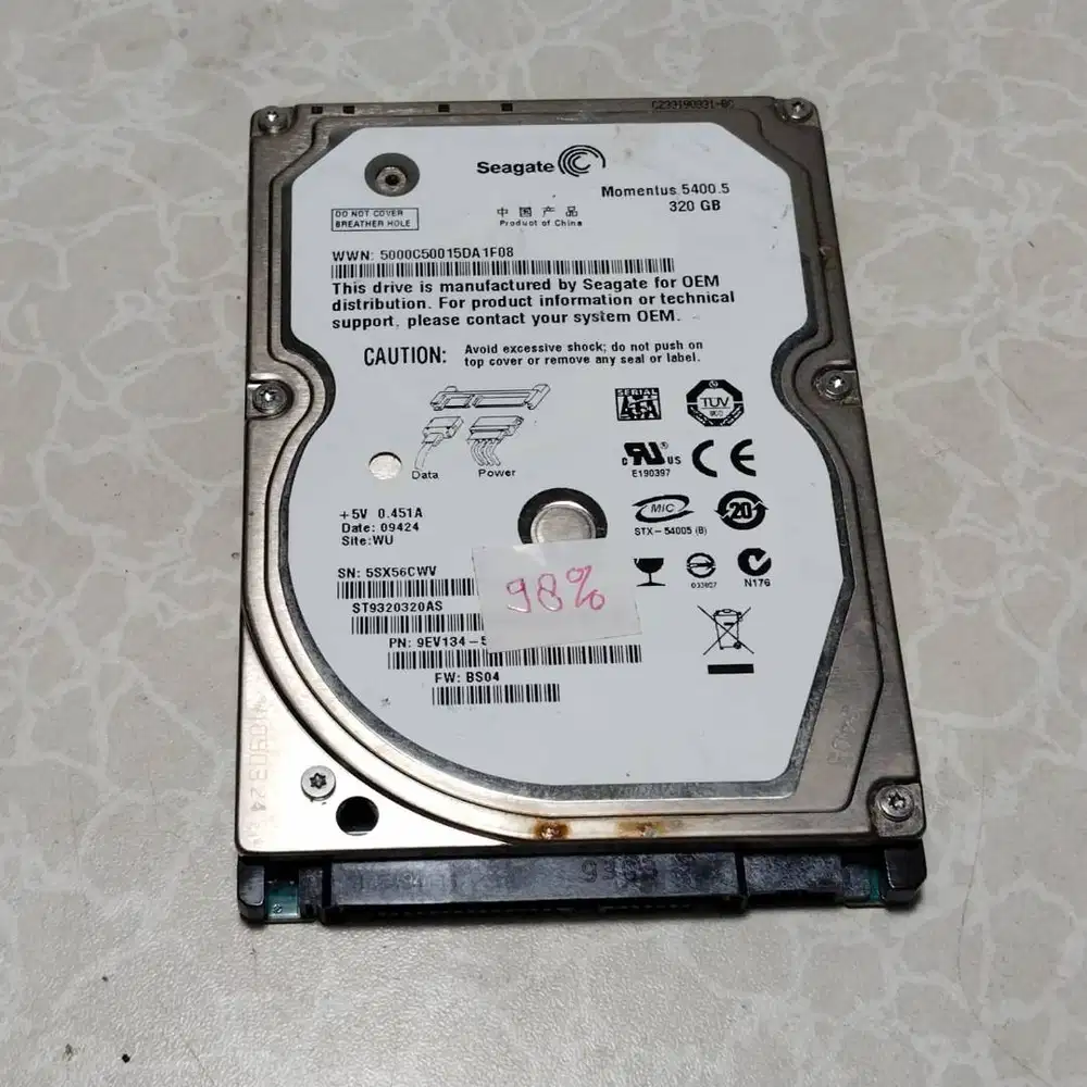 Hardisk Laptop HDD 2.5 inch Seagate Hitachi 320gb sentinel 97persen