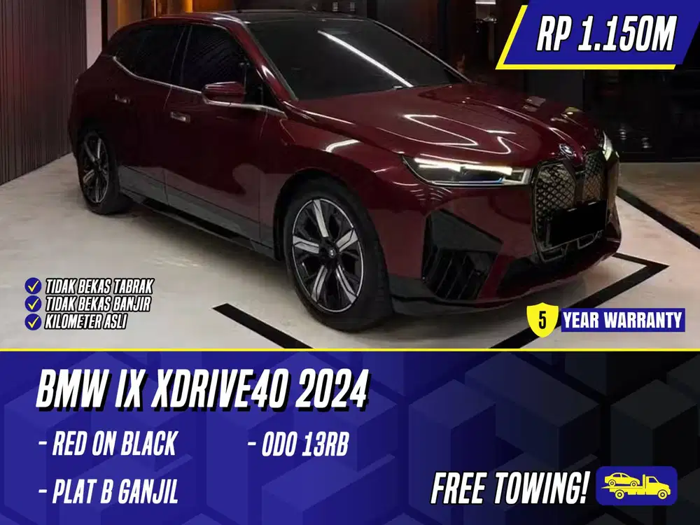 BMW iX xDrive40 EV 2024 NIK 2023 Red on Black Merah Listrik Electric