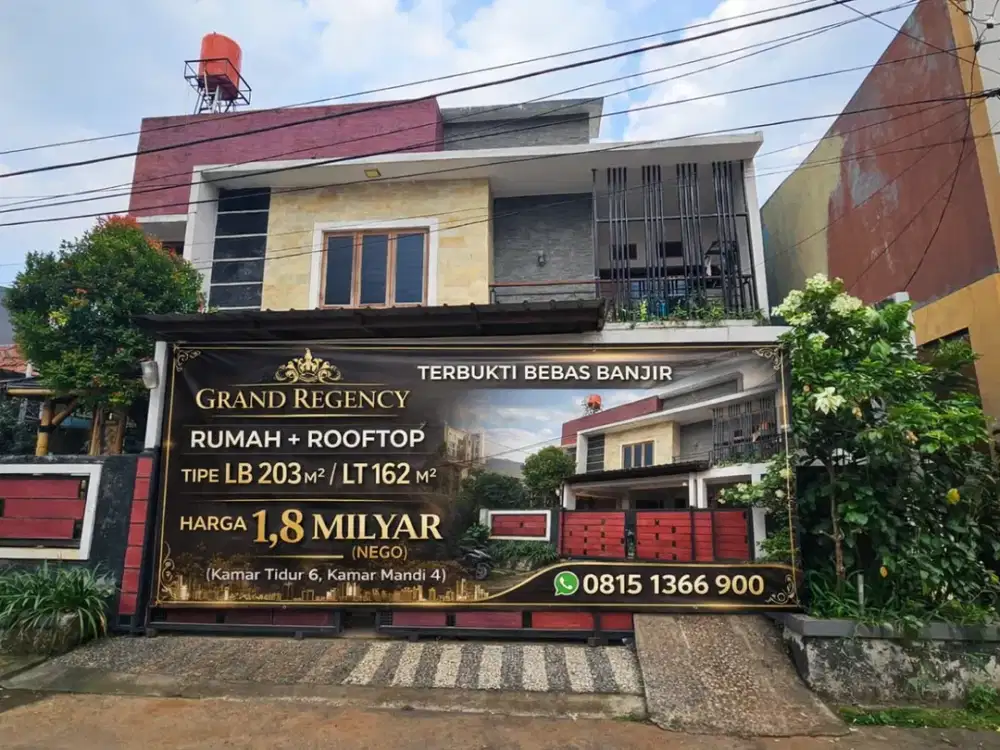 Rumah Dijual 3 Lantai di Kota Bekasi Bebas Banjir 6 Kamar SHM