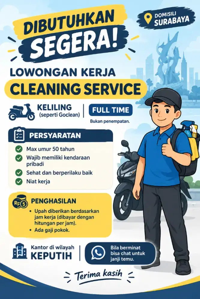 Dibutuhkan cleaning service keliling