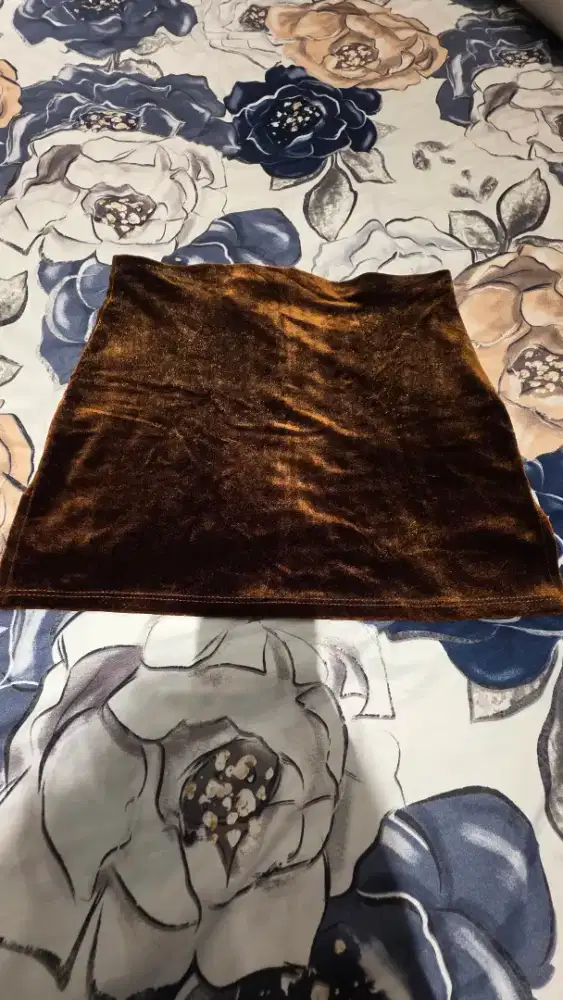 Rok mini stretch coklat gliter
