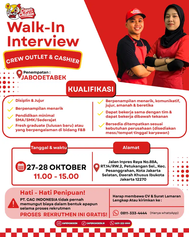 Lowongan Kerja Crew Outlet & Cashier