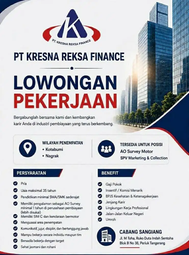 Dibutuhkan SPV Marketing dan Ao Survey Motor