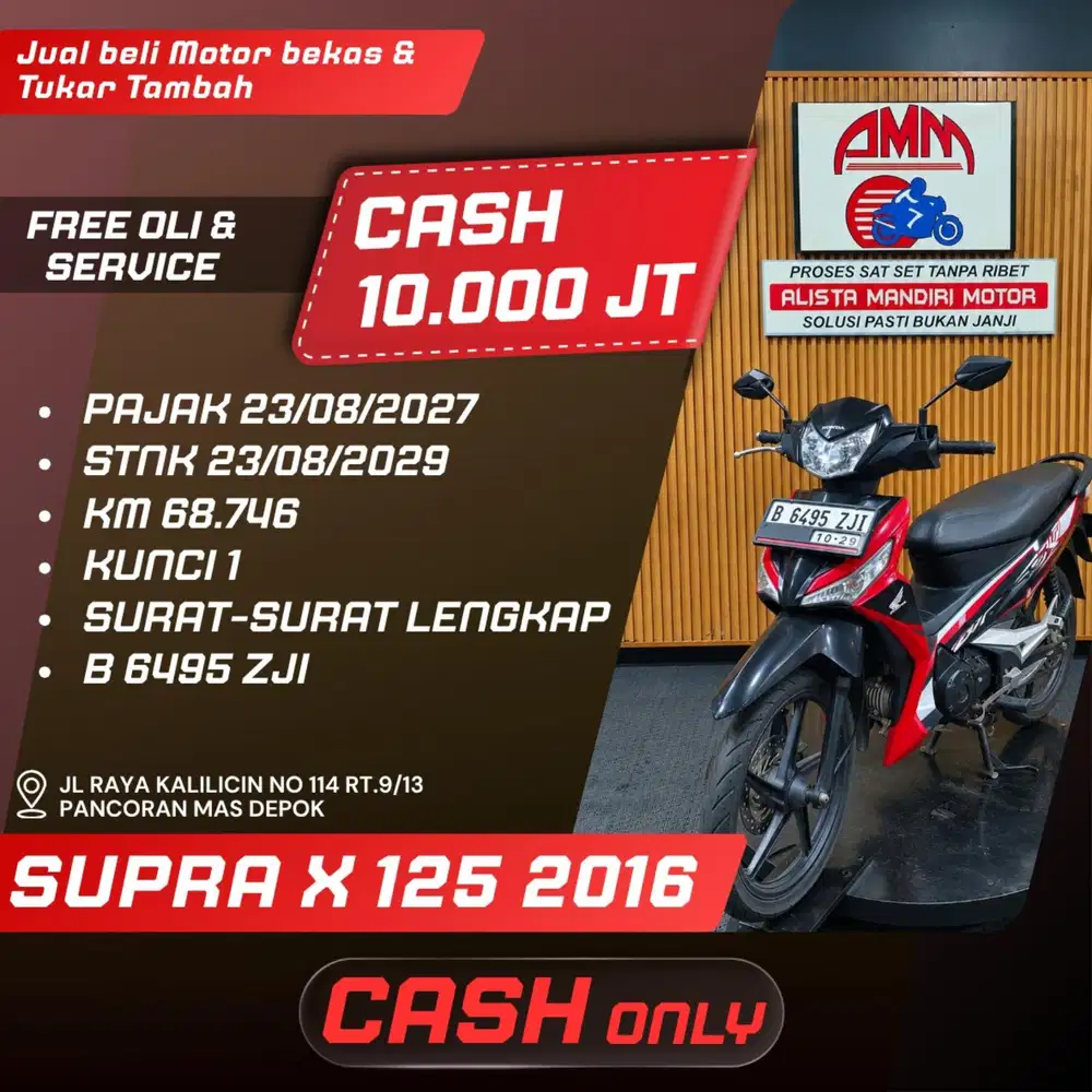 SUPRA X 125 2016 PAJAK HIDUP CASH ONLY ALISTA