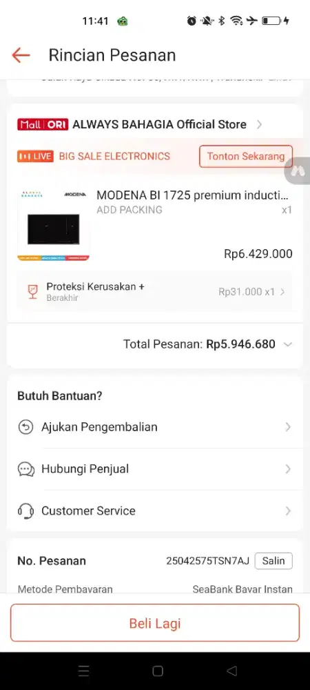 Jual kompor Modena jarang pakai