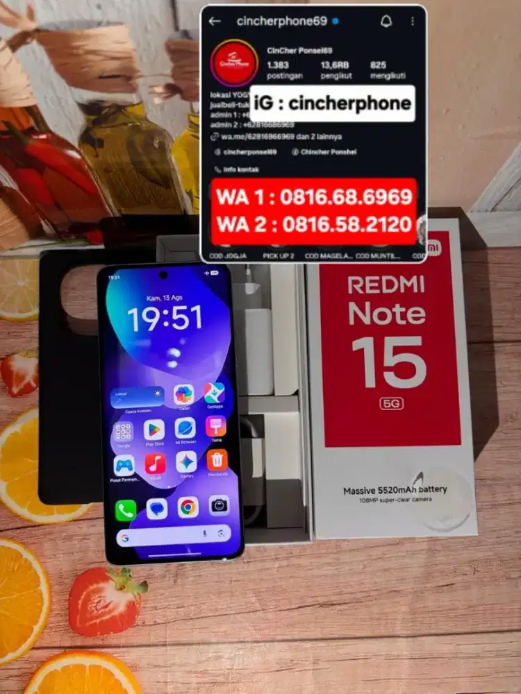 Jual hp likenew Redmi Note 15 5G 8/256 istimewa grs 2027