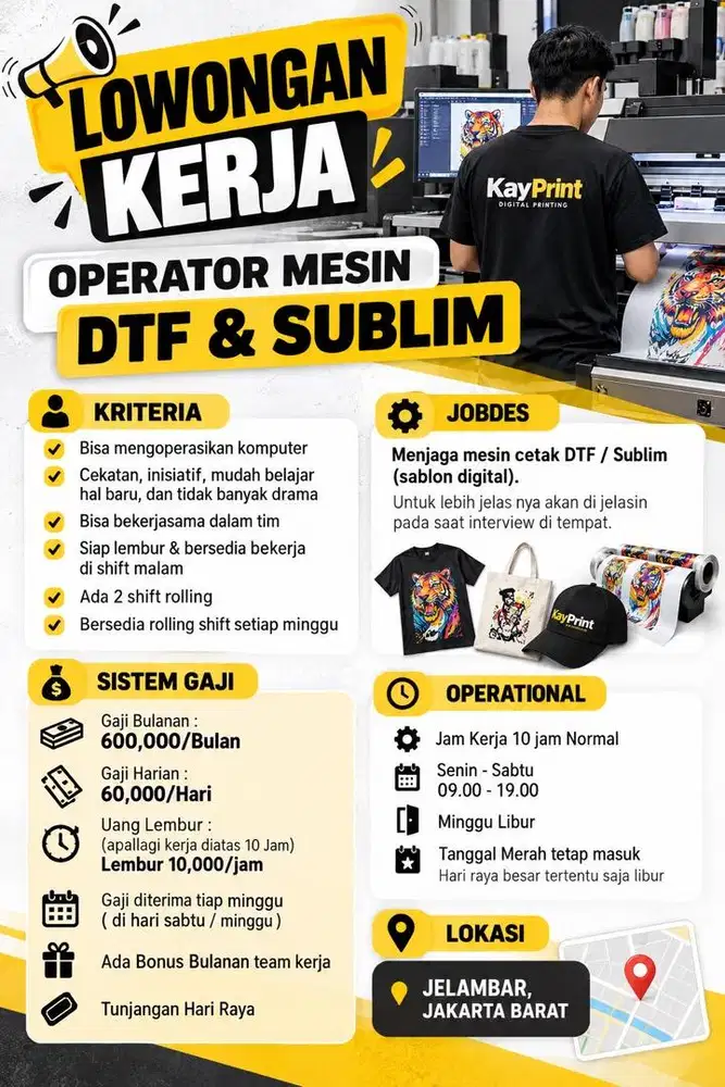 LOWONGAN OPERATOR MESIN PRIA