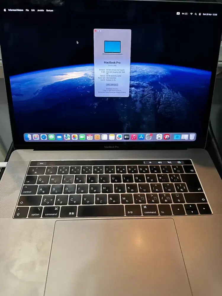 MACBOOK PRO 2018 layar 15 inci RAM 32GB SSD 512GB SPACE GREY