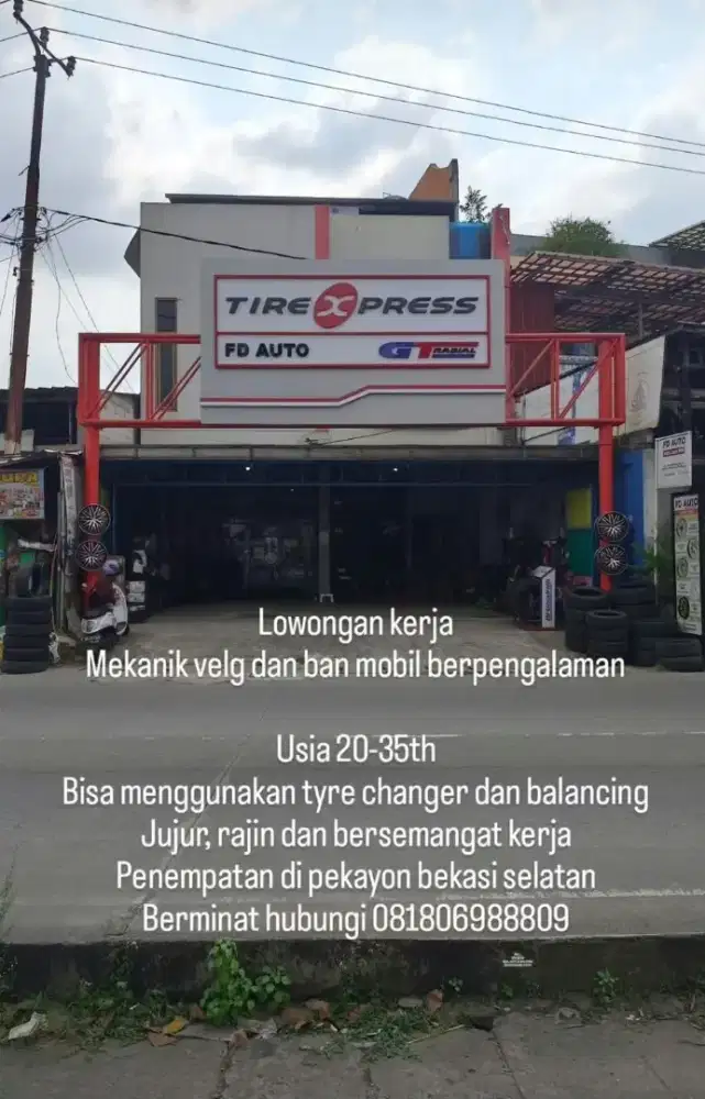 Lowongan mekanik velg dan ban mobil berpengalaman
