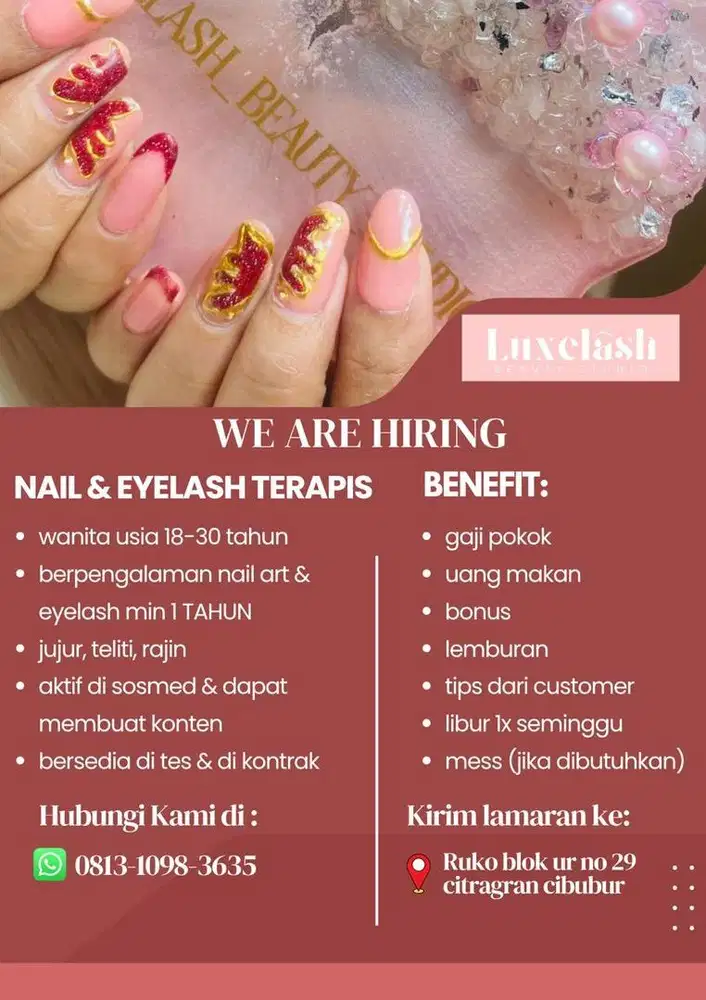 Lowongan kerja staff terapis eyelash n nailart