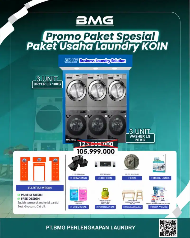 Promo paket usaha laundry koin 3 stack