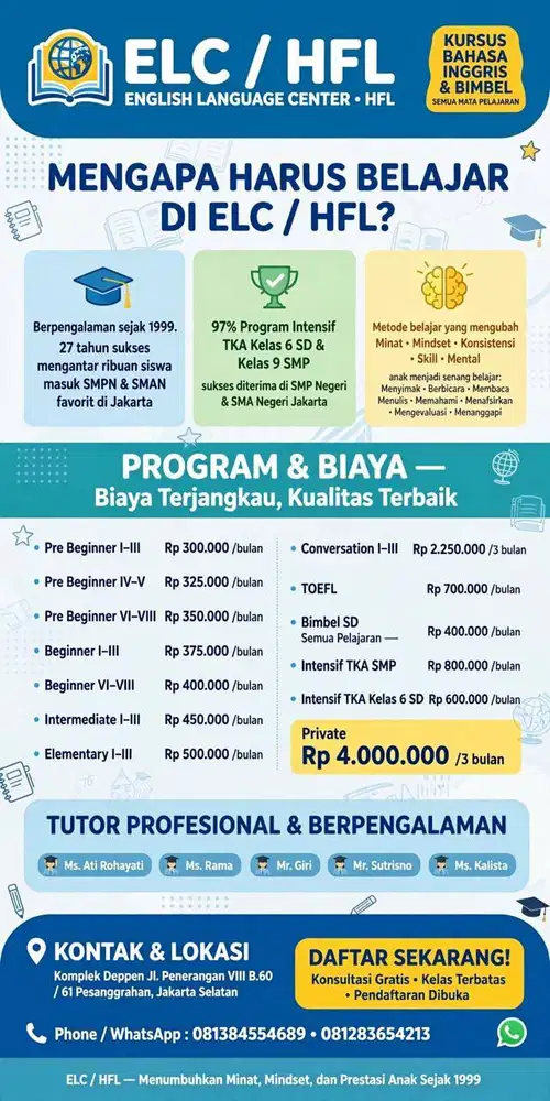 Kursus Bahasa Inggris & Bimbel Berkualitas, Mulai Rp300 Ribuan!