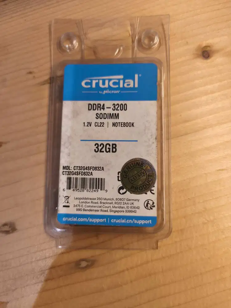 Sodimm 3200hz 32gb, single stick.